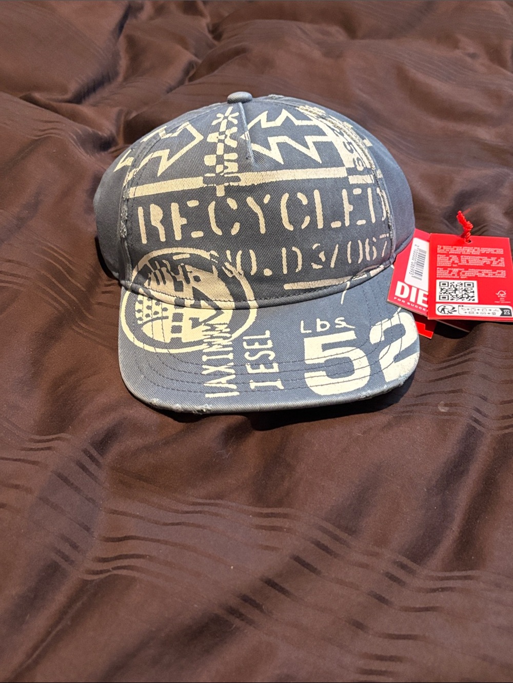 Diesel Gray Cap with Cream Graphic Print